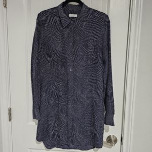 Equipment Femme Navy Blue Silk Tunic‎ Blouse Long Sleeve Large